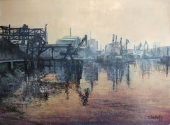 Bilbao industrial, Painting, Oil on Paper
