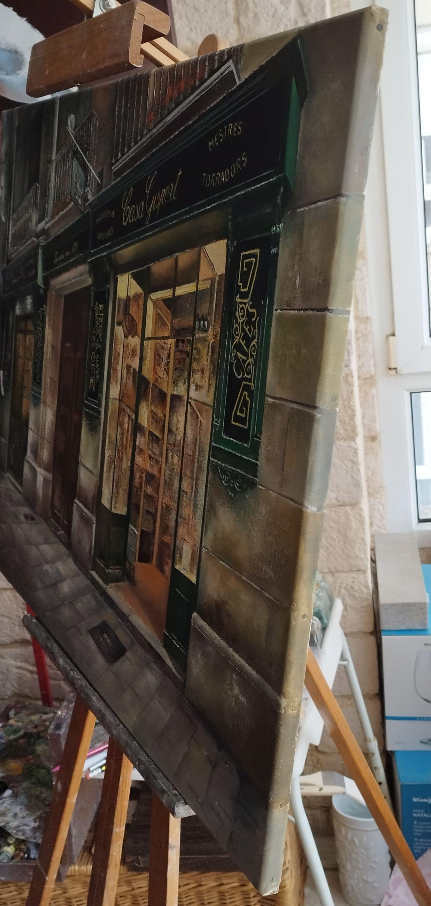 In diesem Werk habe ich die Essenz eines historischen und lebendigen Barcelonas eingefangen, indem ich Acryl- und Öltechniken vermischt habe, um ihm eine reiche und emotionale Textur zu verleihen. Realistische Details im Einklang mit