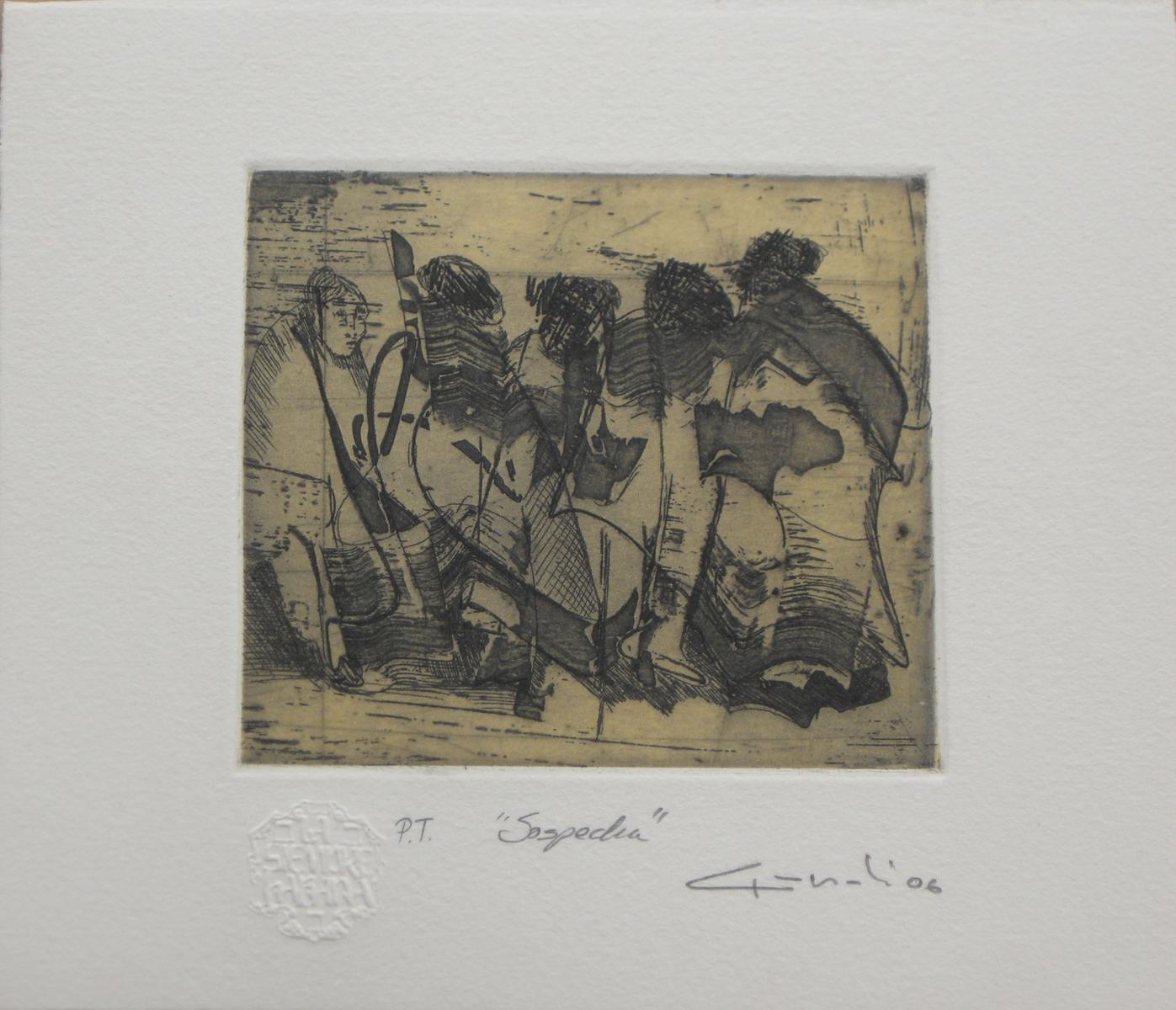 Tomas Gondi Figurative Print - ¨Sospecha¨ 2006 signed limited edition original art print aquatint