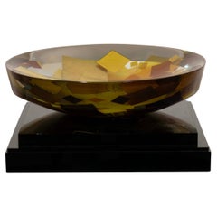 Tomas Hlavicka Bon Appetite Fused Art Glass & Gold Leaf Bowl on Base 2004