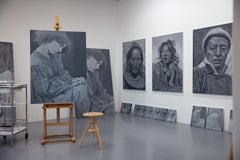 Tomas Lundgren, Skull (3), 2016, oil painting, photorealism, grey scale