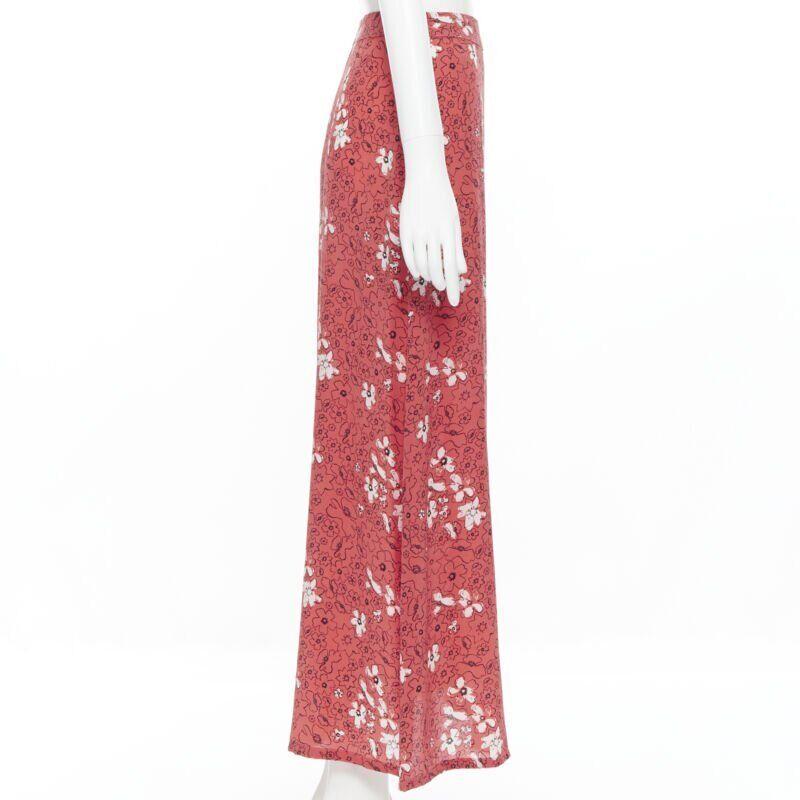 Women's TOMAS MAIER 100% silk pink illustration floral print casual midi skirt US2 XS For Sale