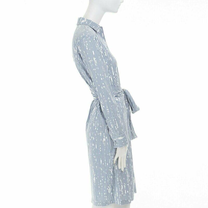 TOMAS MAIER cotton blend blue white splatter print belted casual dress US0 XS In Good Condition For Sale In Hong Kong, NT