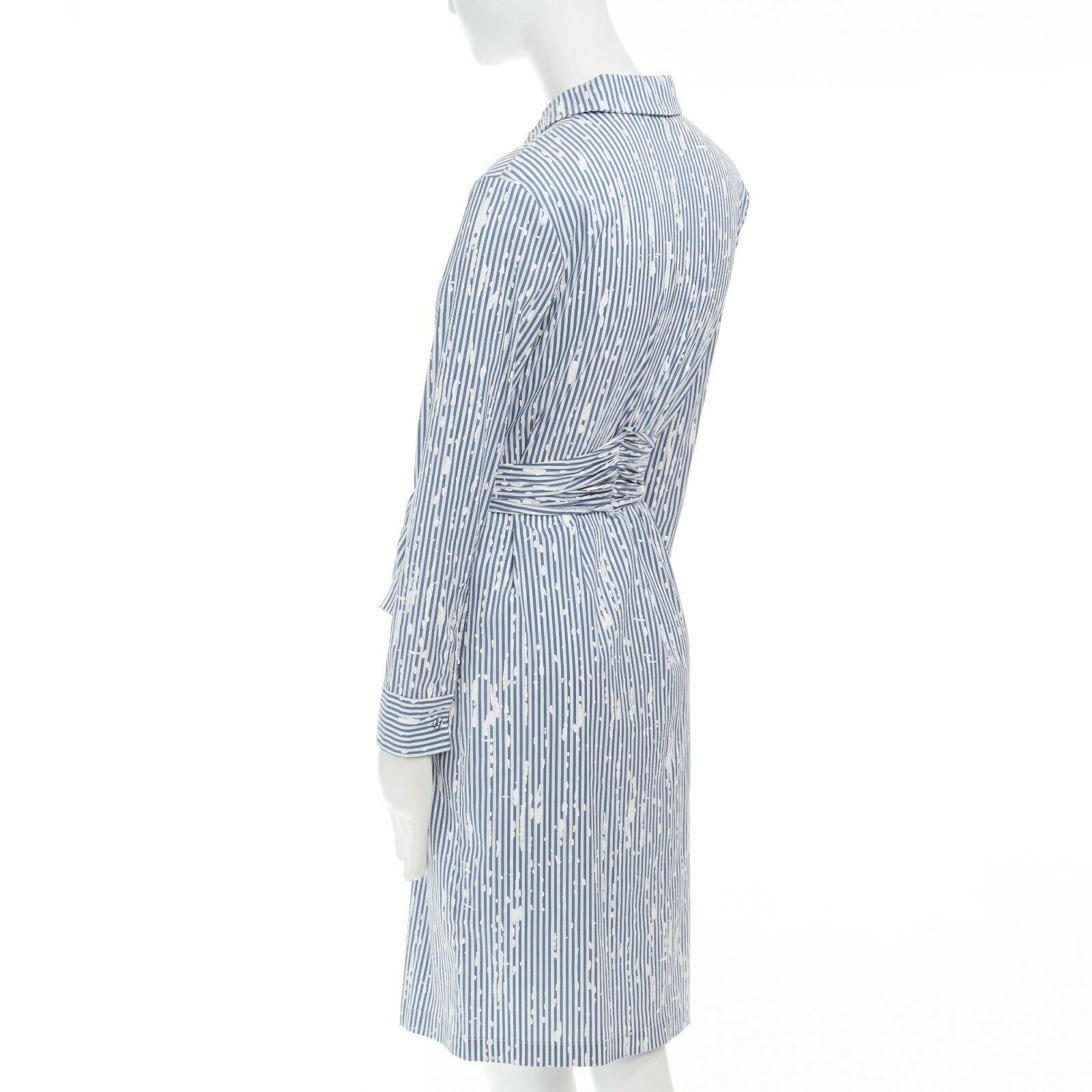 Women's TOMAS MAIER cotton blend blue white splatter print belted casual dress US0 XS