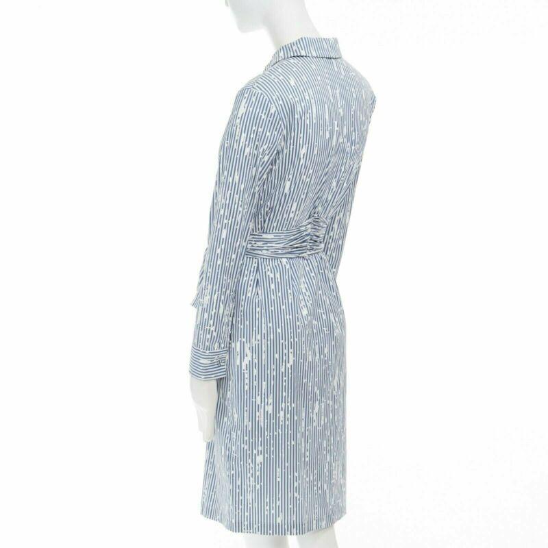 TOMAS MAIER cotton blend blue white splatter print belted casual dress US0 XS For Sale 1