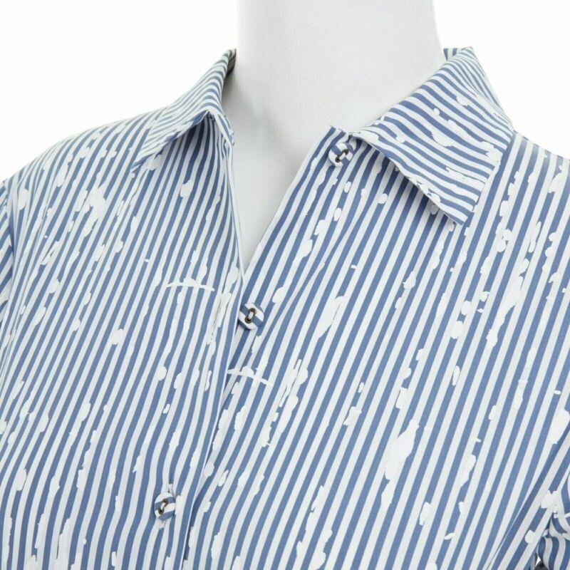 TOMAS MAIER cotton blend blue white splatter print belted casual dress US0 XS For Sale 2