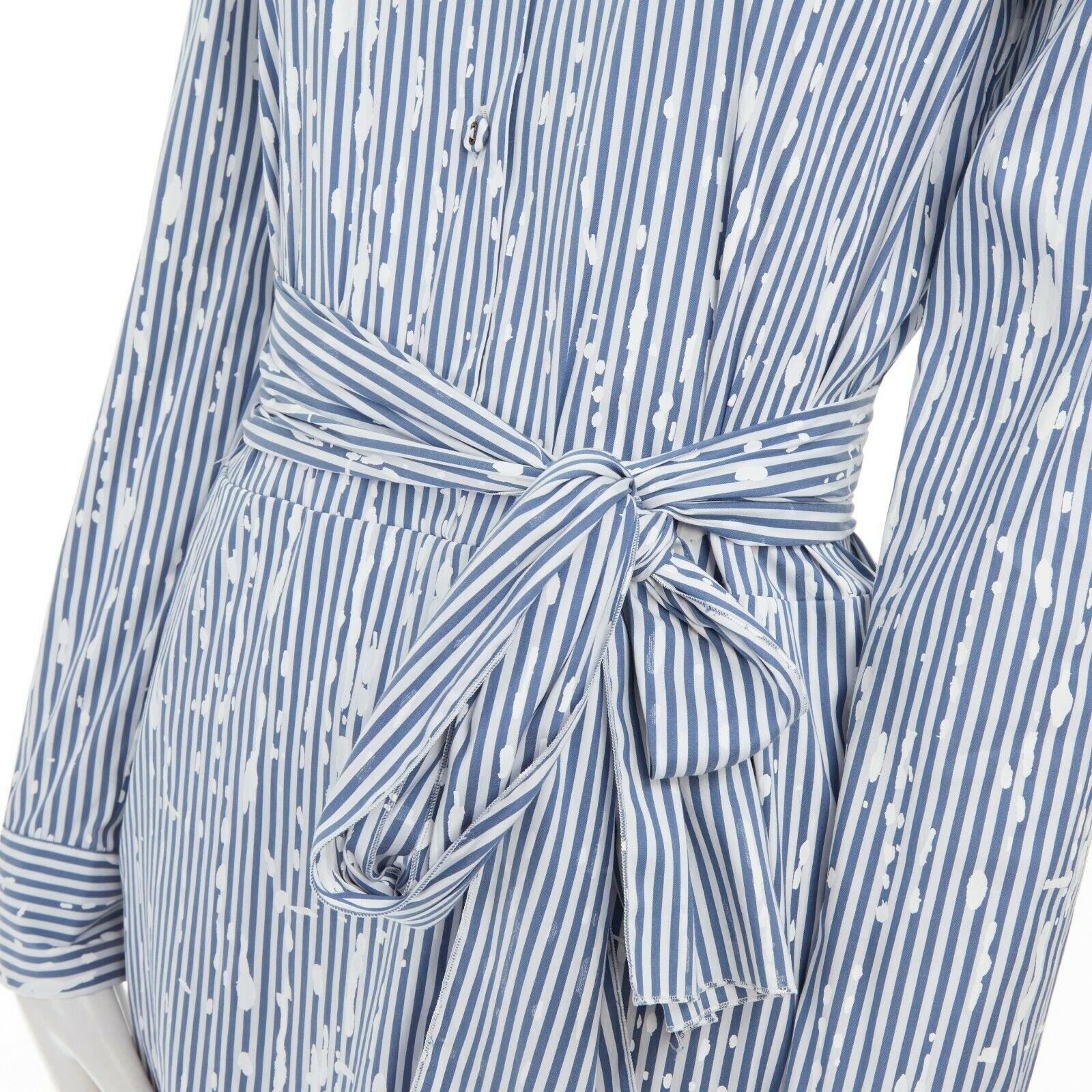 TOMAS MAIER cotton blend blue white splatter print belted casual dress US0 XS 2