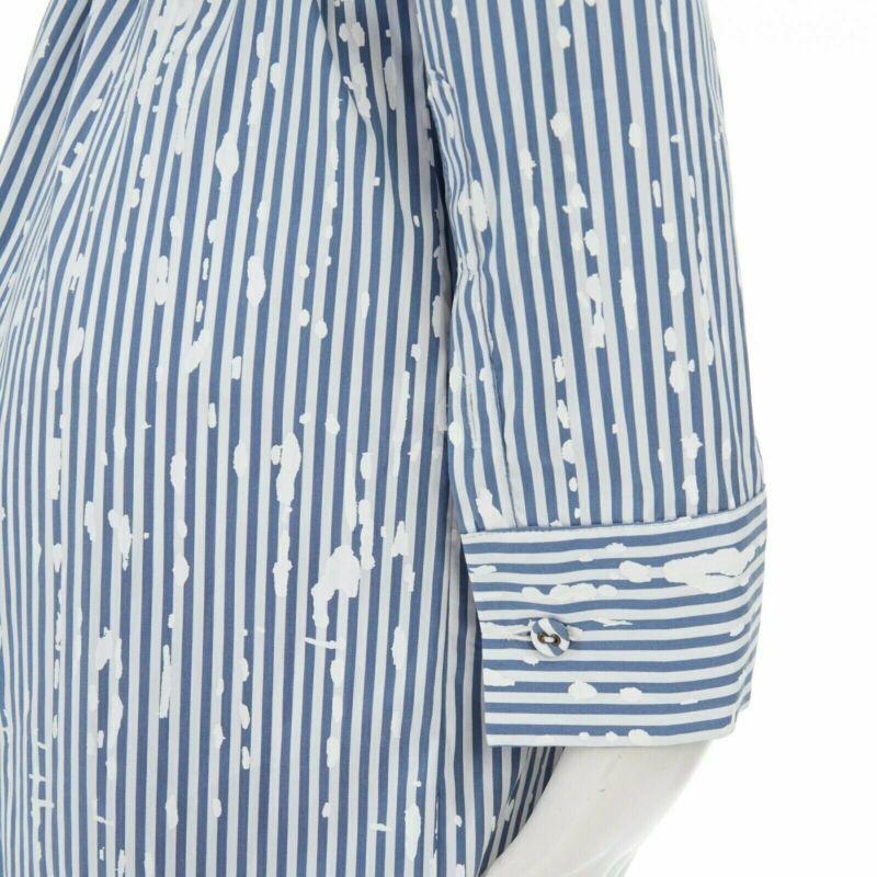 TOMAS MAIER cotton blend blue white splatter print belted casual dress US0 XS For Sale 3
