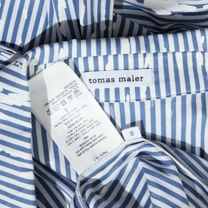 TOMAS MAIER cotton blend blue white splatter print belted casual dress US0 XS For Sale 4