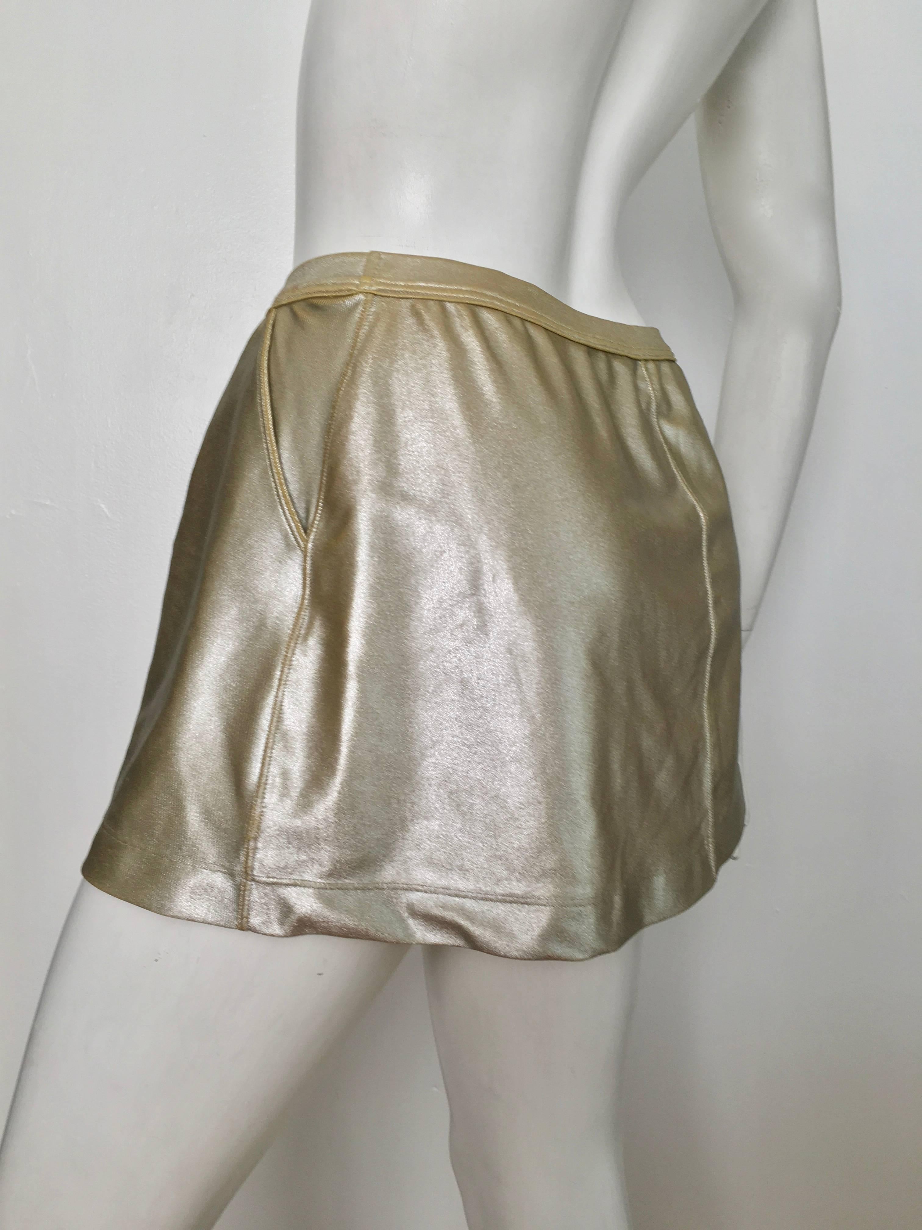 Women's or Men's Tomas Maier Gold Lycra Miniskirt with Pockets Size 4, made in Italy  For Sale