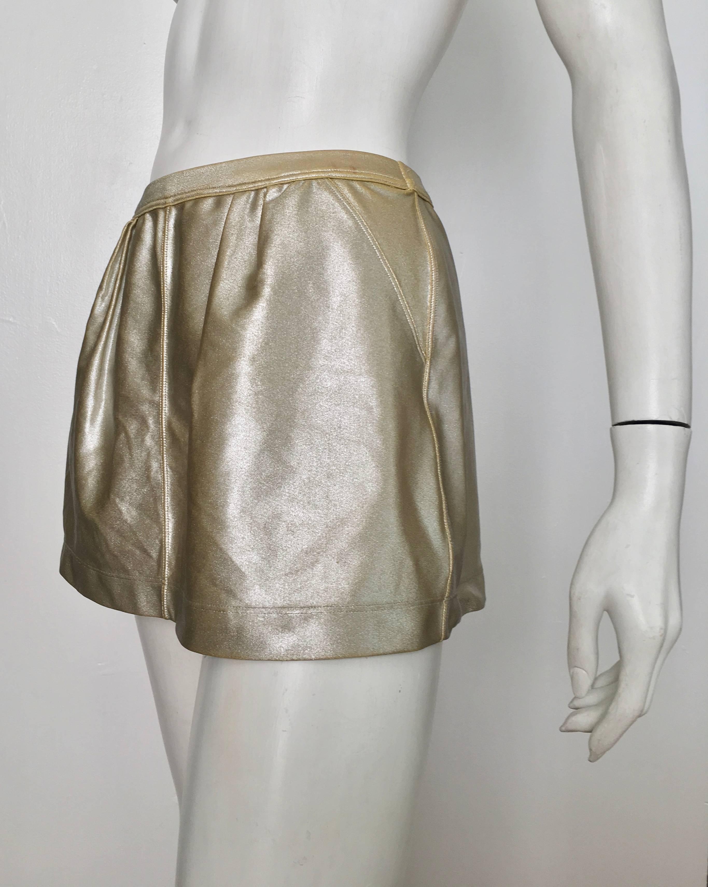 Tomas Maier Gold Lycra Miniskirt with Pockets Size 4, made in Italy  For Sale 1