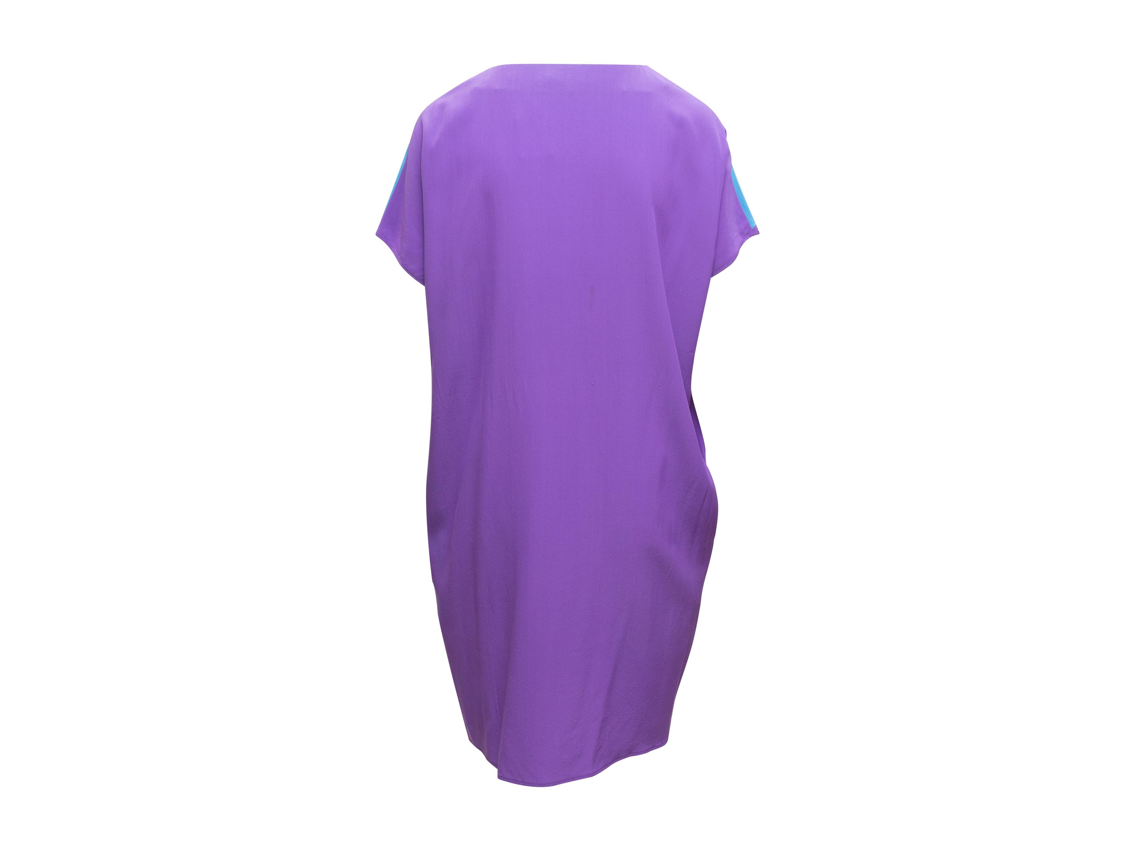 Blue Tomas Maier Purple & Multicolor Silk Color Block Dress