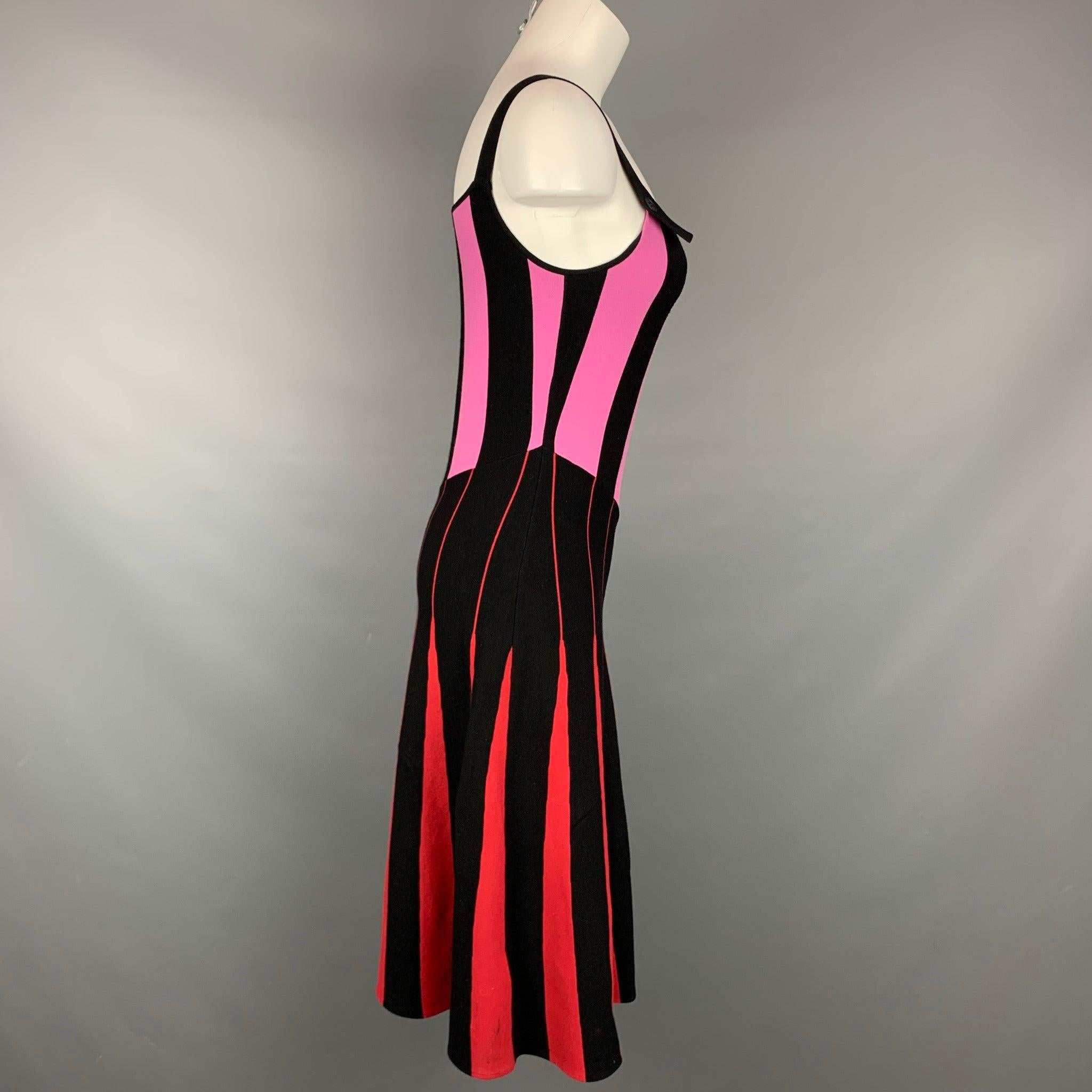 Rouge TOMAS MAIER Taille 2 Robe mi-mollet à rayures en viscose/polyester noir et rouge en vente