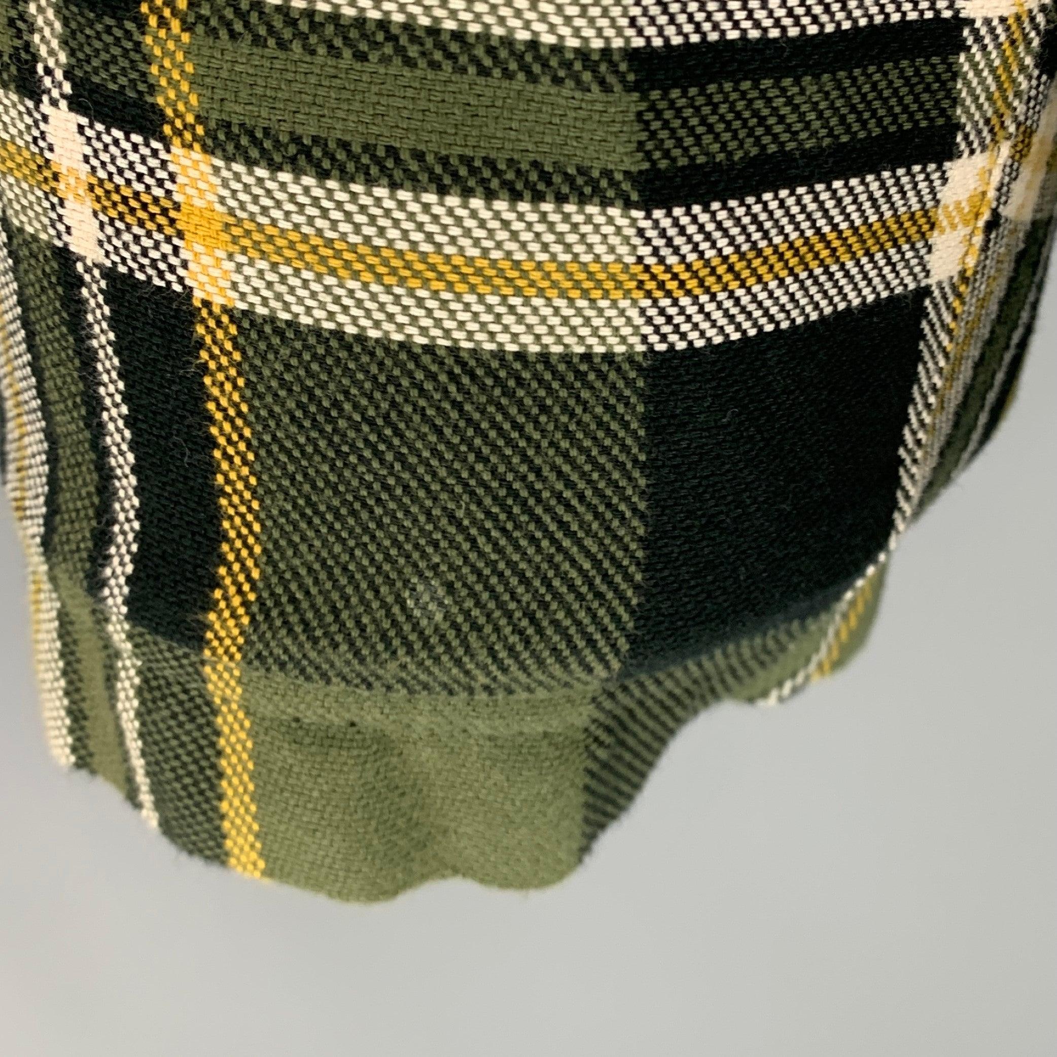 TOMAS MAIER Size 31 Green Yellow Plaid Cotton Button Fly Shorts In Good Condition For Sale In San Francisco, CA