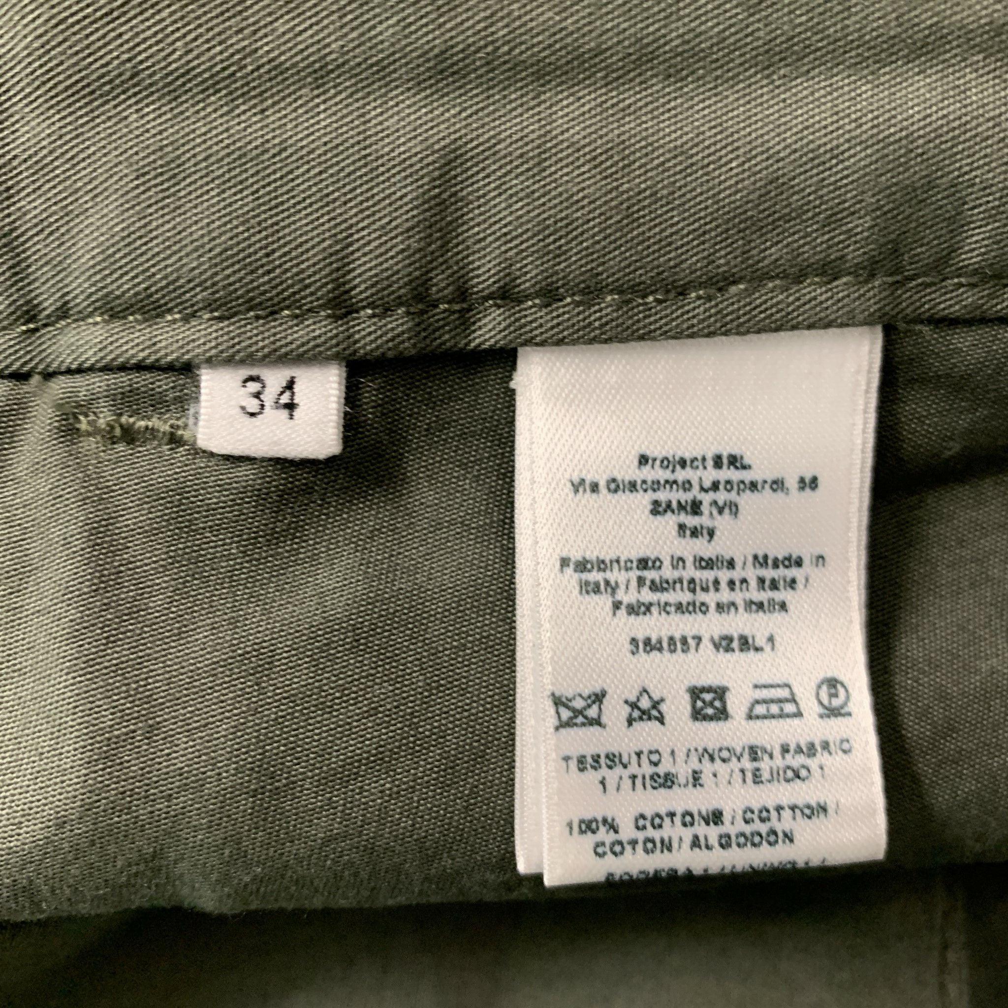 TOMAS MAIER Size 34 Olive Solid Cotton Zip Fly Shorts For Sale 1