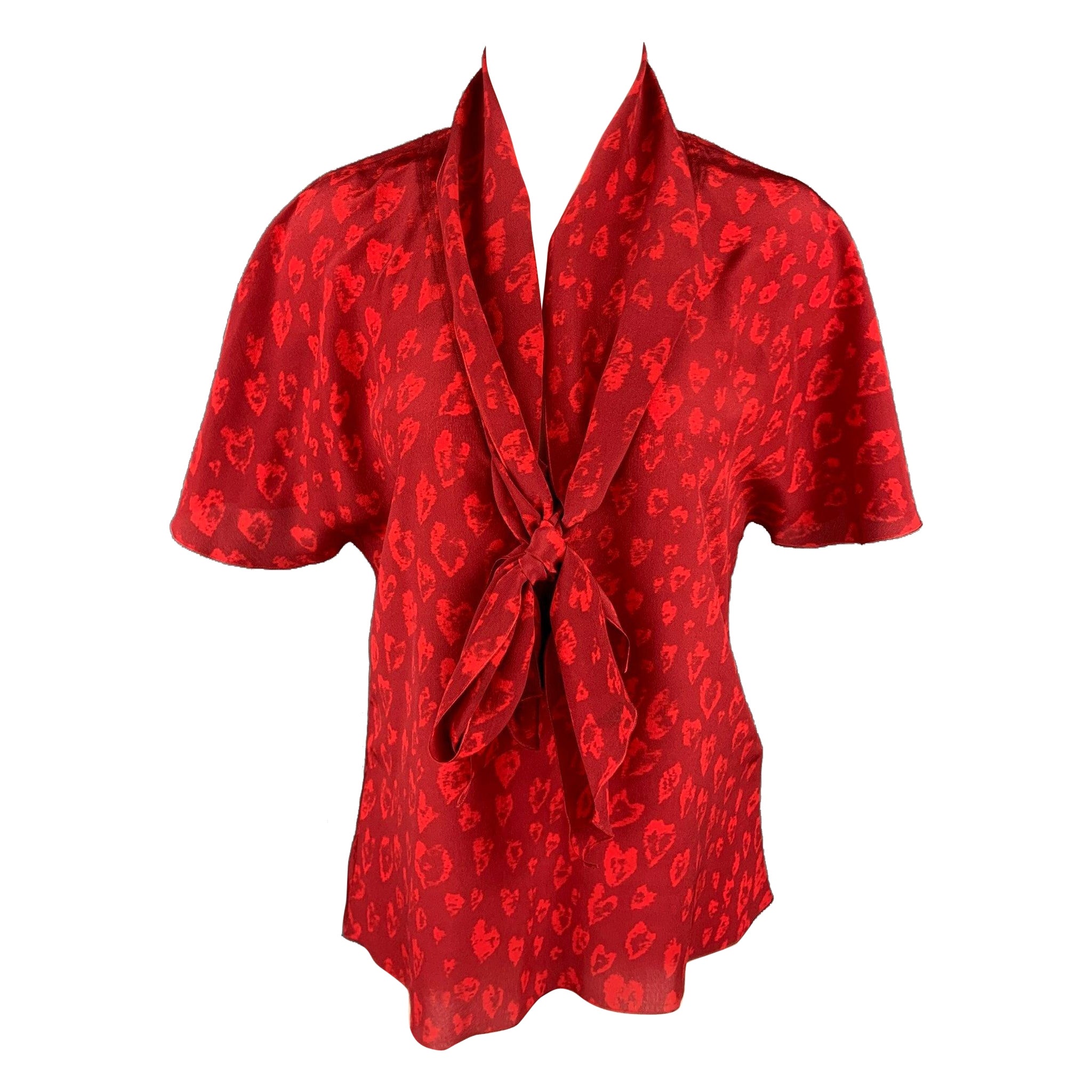 Chemisier Tomas MAIER, taille 4, imprimé bourgogne et rouge