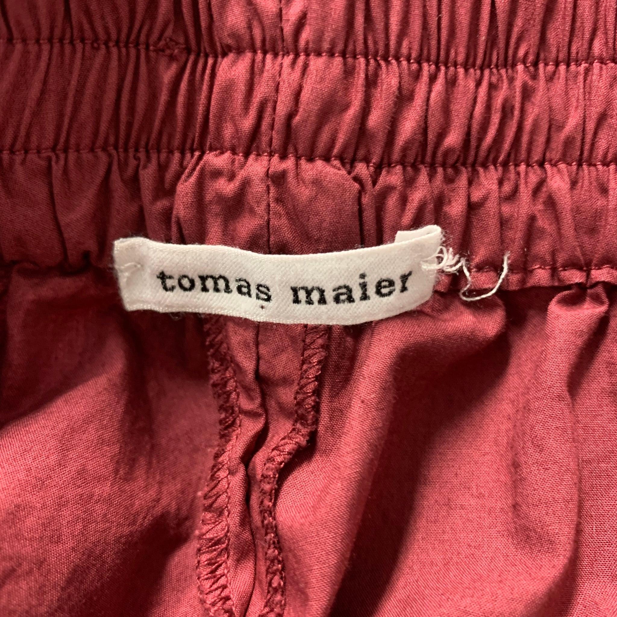 TOMAS MAIER Size M Burgundy Solid Cotton Elastic Waistband Casual Pants In Excellent Condition For Sale In San Francisco, CA