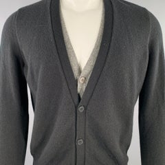 TOMAS MAIER Size M Navy Grey Wool Cashmere Double Layer Cardigan
