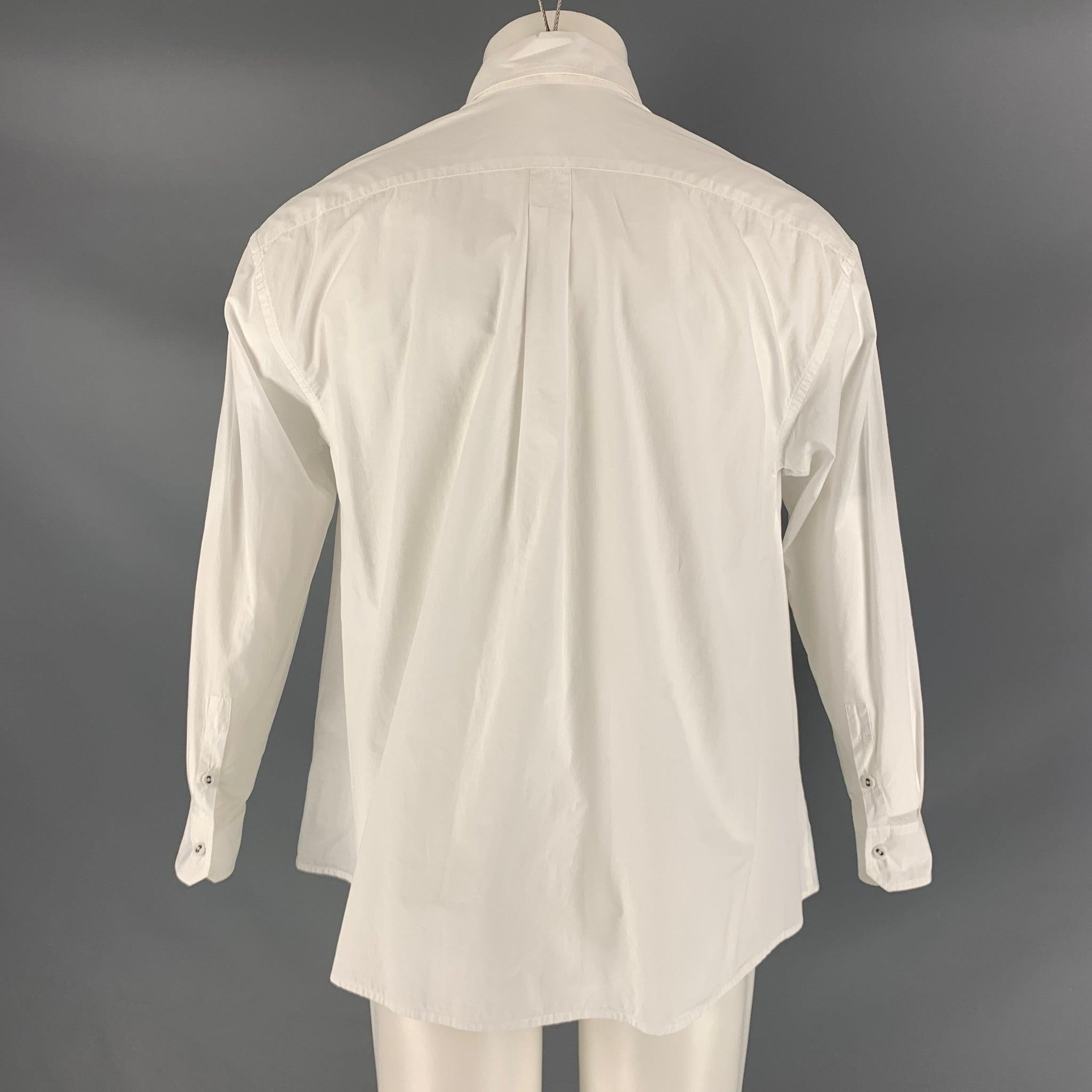 TOMAS MAIER Size M White Solid Cotton Button Up Long Sleeve Shirt In Excellent Condition For Sale In San Francisco, CA