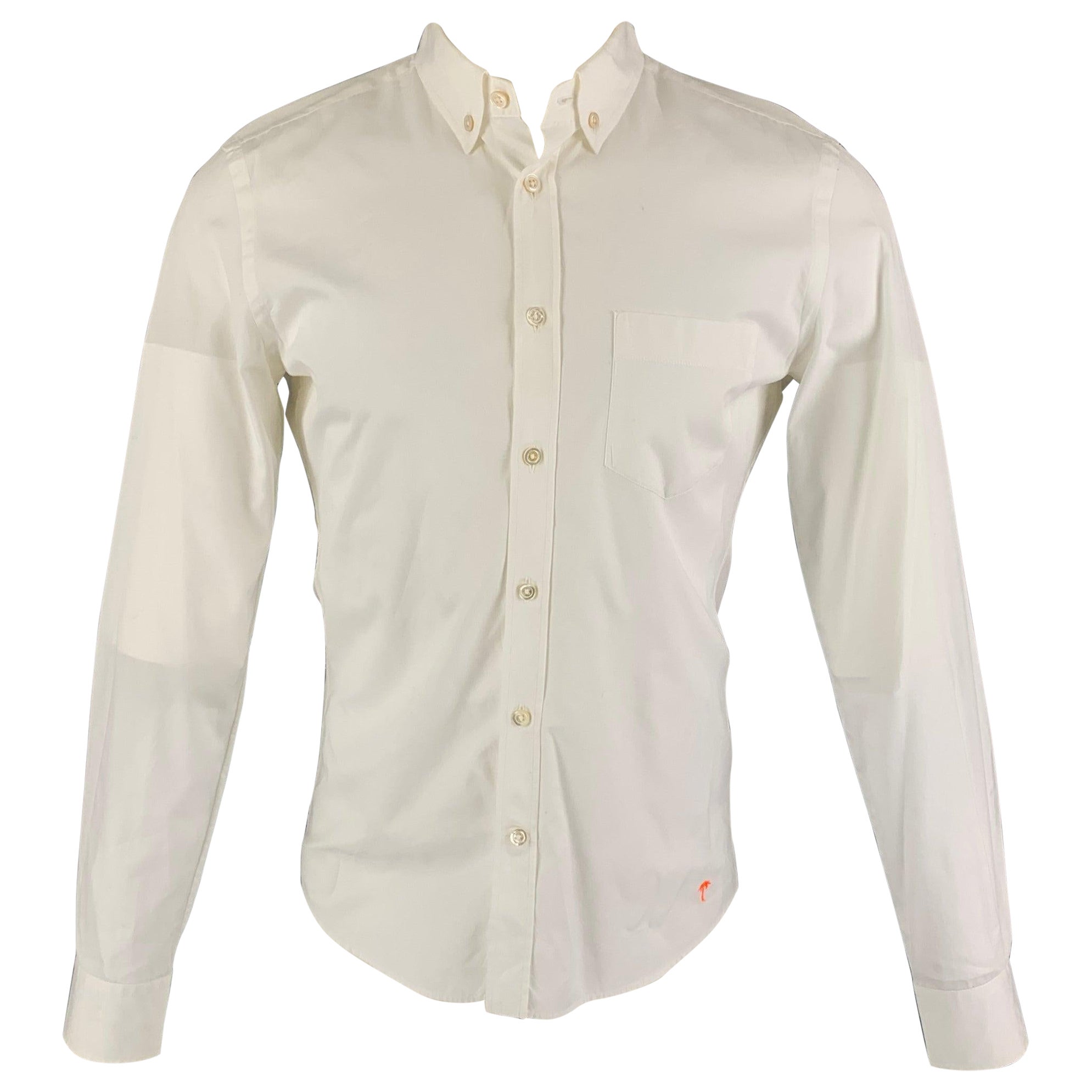 TOMAS MAIER Taille S Chemise à manches longues boutonnée en coton blanc en vente