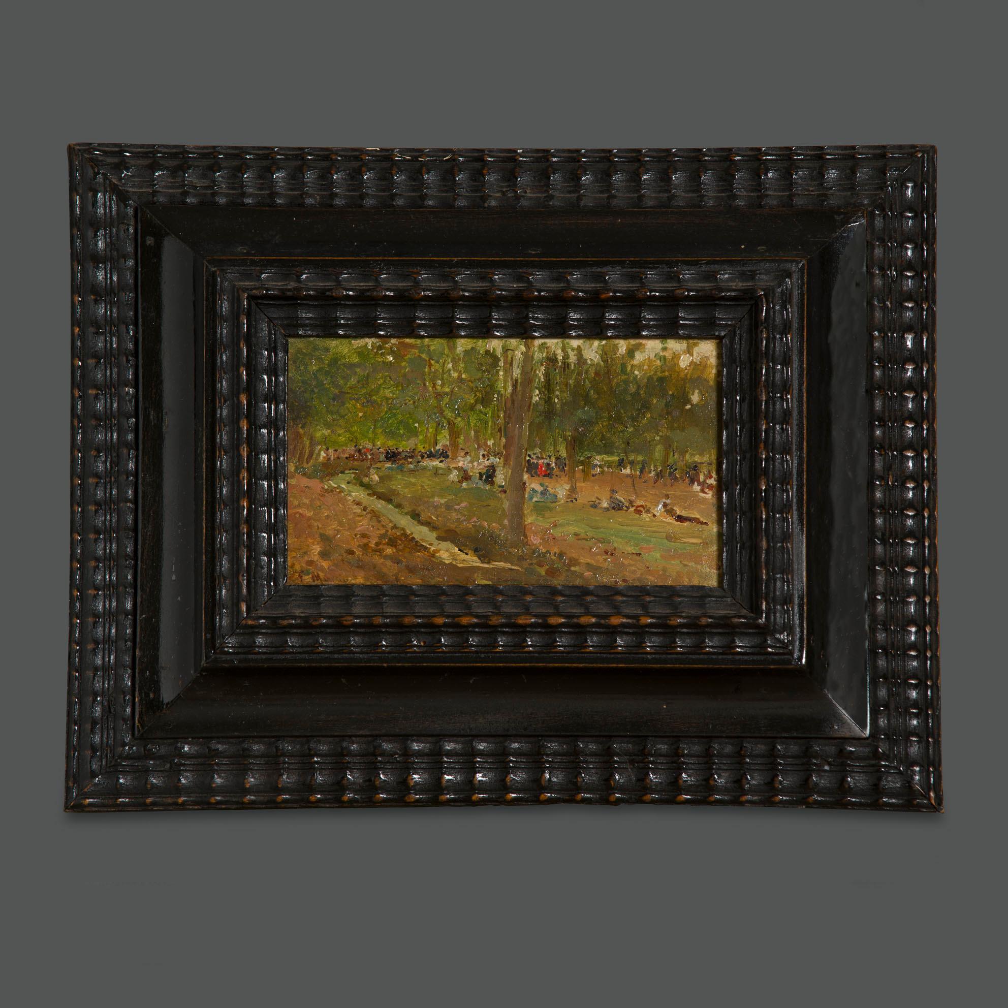 Tomas Martin Rebollo 19th Century Signed Painting - Brown Landscape Painting by Tomas Martín Rebollo