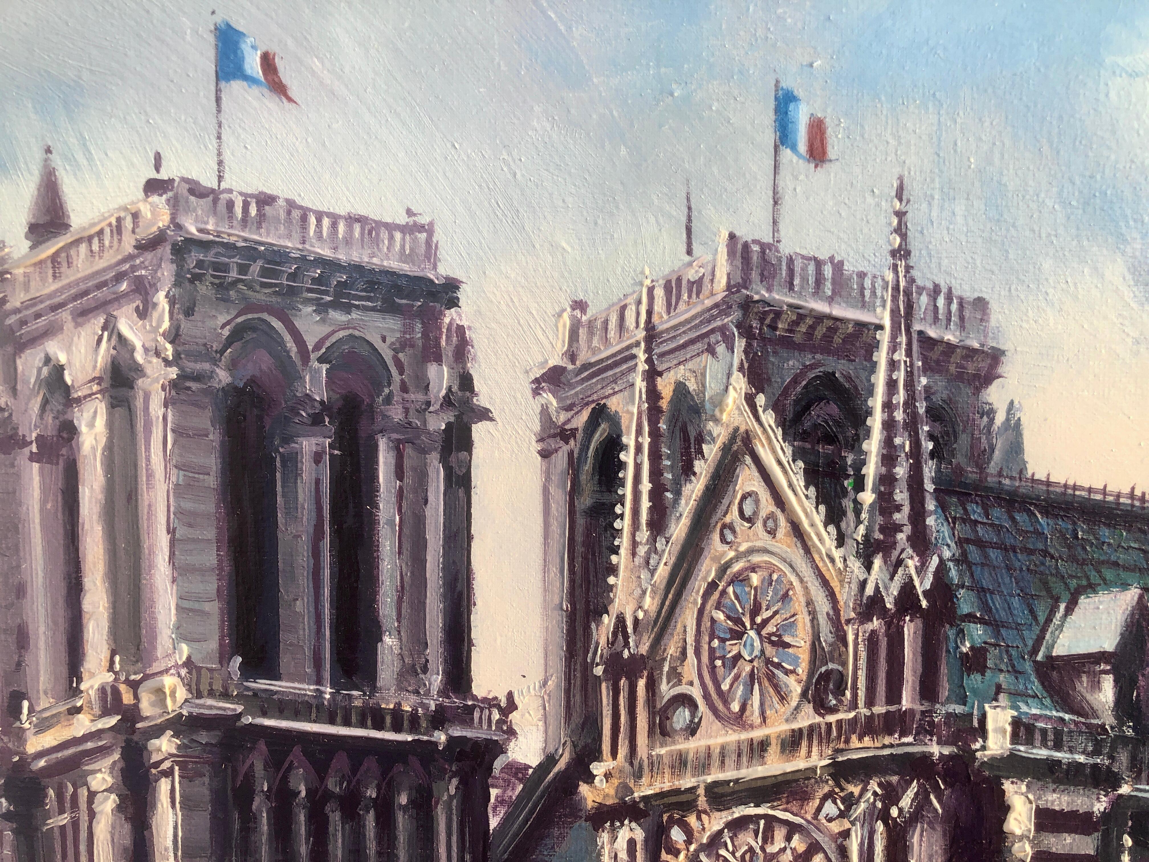 Catedral de Notre Dame París Francia óleo sobre lienzo - Painting Realista de Tomas Martorell