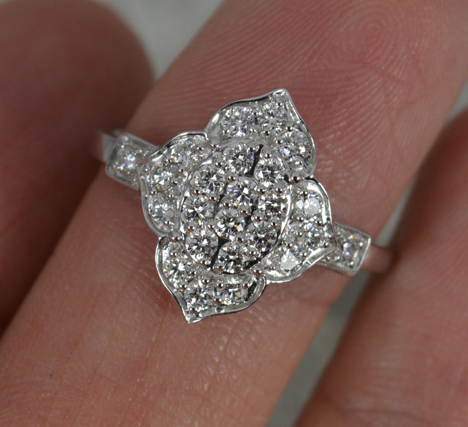 Art Deco Tomas Rae Certified IF G 0.5ct Diamond and Platinum Cluster Ring Ltd Ed 10