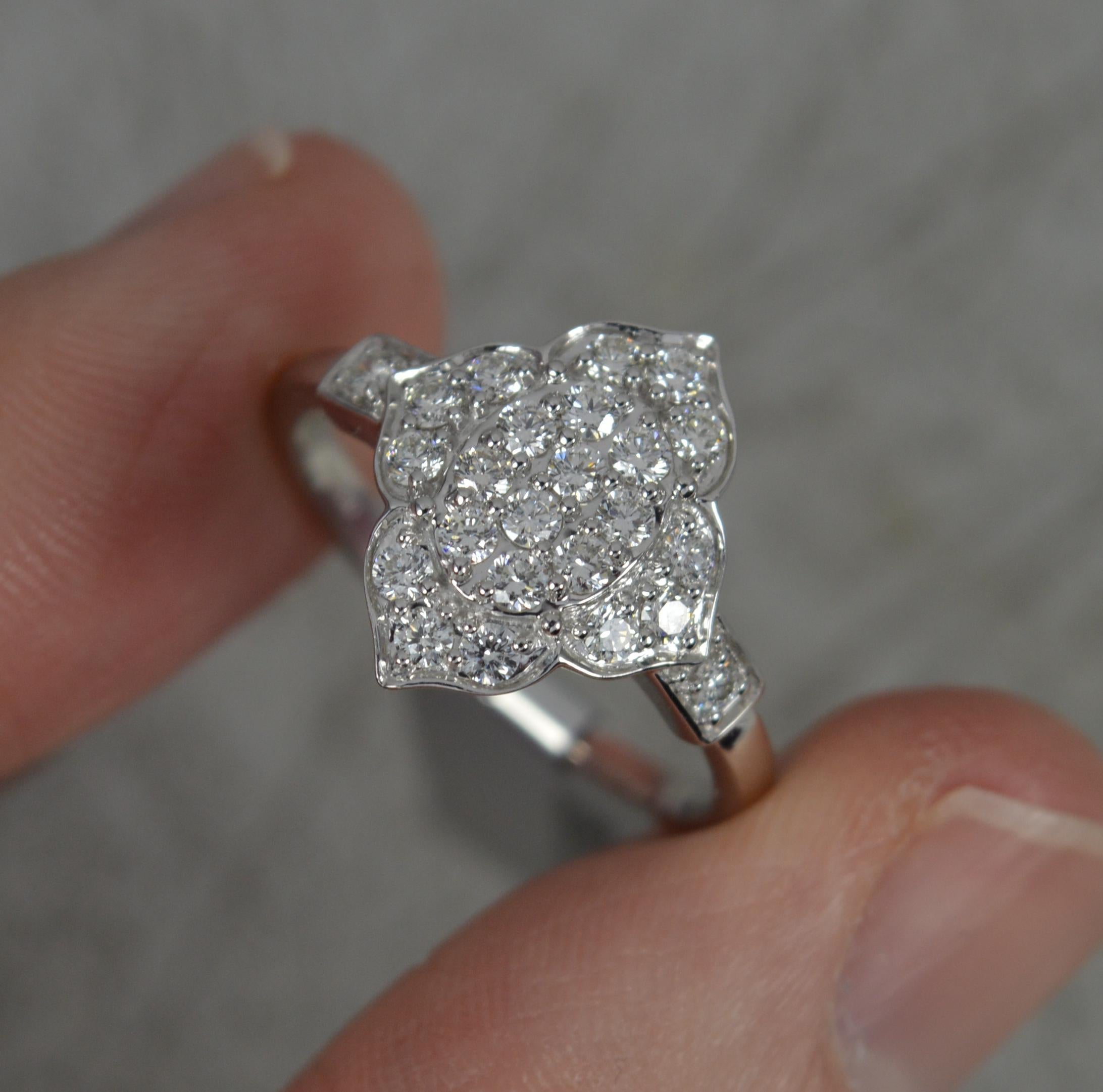 Women's Tomas Rae Certified IF G 0.5ct Diamond and Platinum Cluster Ring Ltd Ed 10