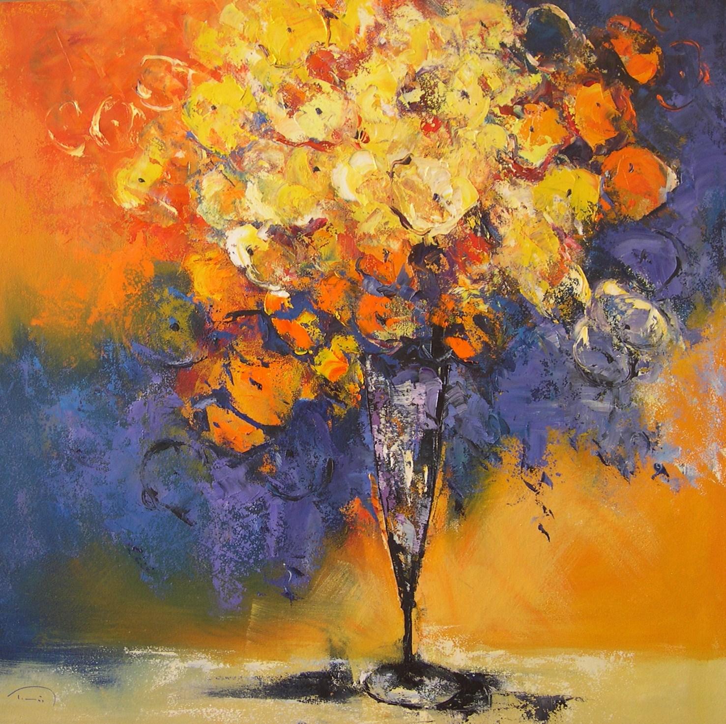 Esquitxos - 21st Century, Contemporary, Still Life Oil Painting, Canvas, Flowers