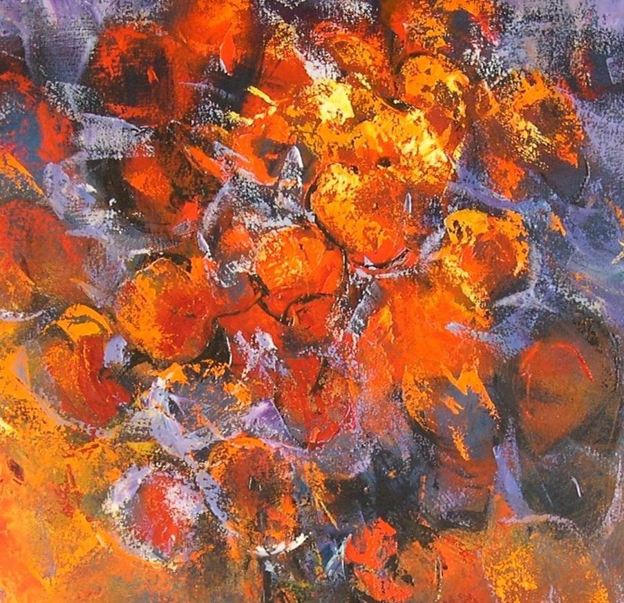Blumen al Cava – 21. Jahrhundert, Zeitgenössisch, Stillleben, Ölgemälde, Blumen – Painting von Tomàs Sunyol