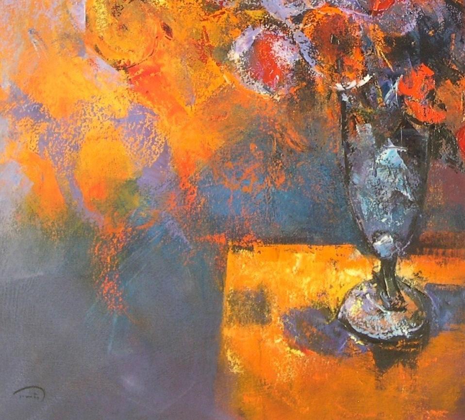 Flors al Cava - 21e siècle, contemporain, nature morte, peinture à l'huile, fleurs - Contemporain Painting par Tomàs Sunyol