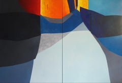 Streets - 21st Century, Contemporary, Painting, Oil on Canvas, Diptych