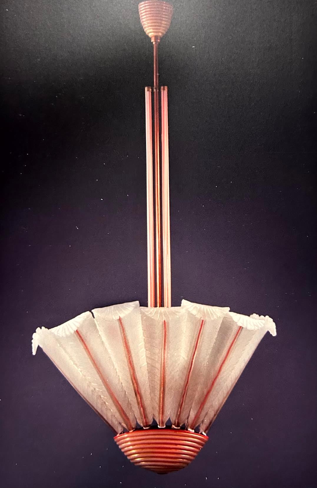 Rare Suspension Florale en Verre Soufflé 