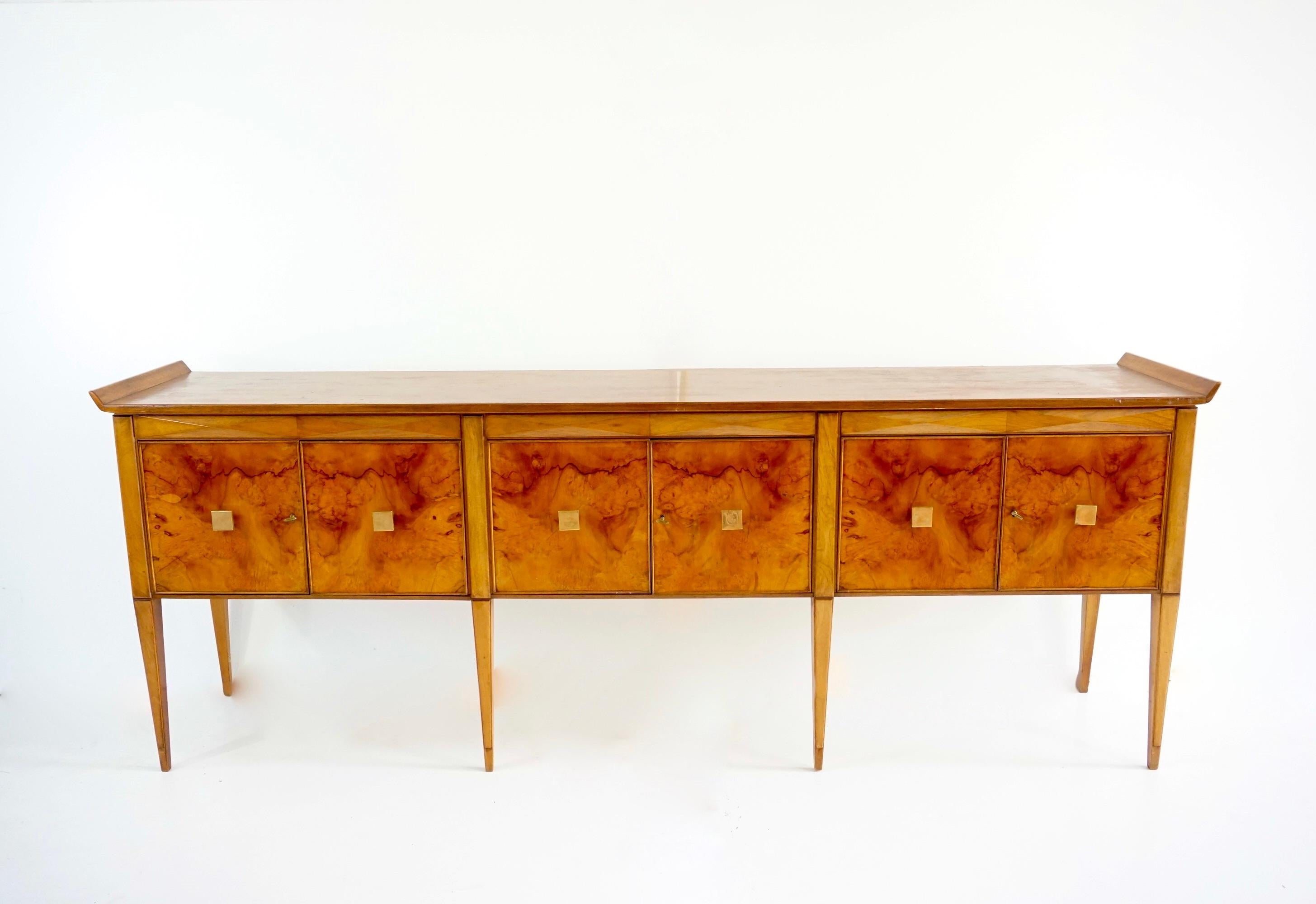 Mid-Century Modern Tomaso  Buzzi & Emilio Lancia att. briar root unique six doors sideboard, 1940 For Sale