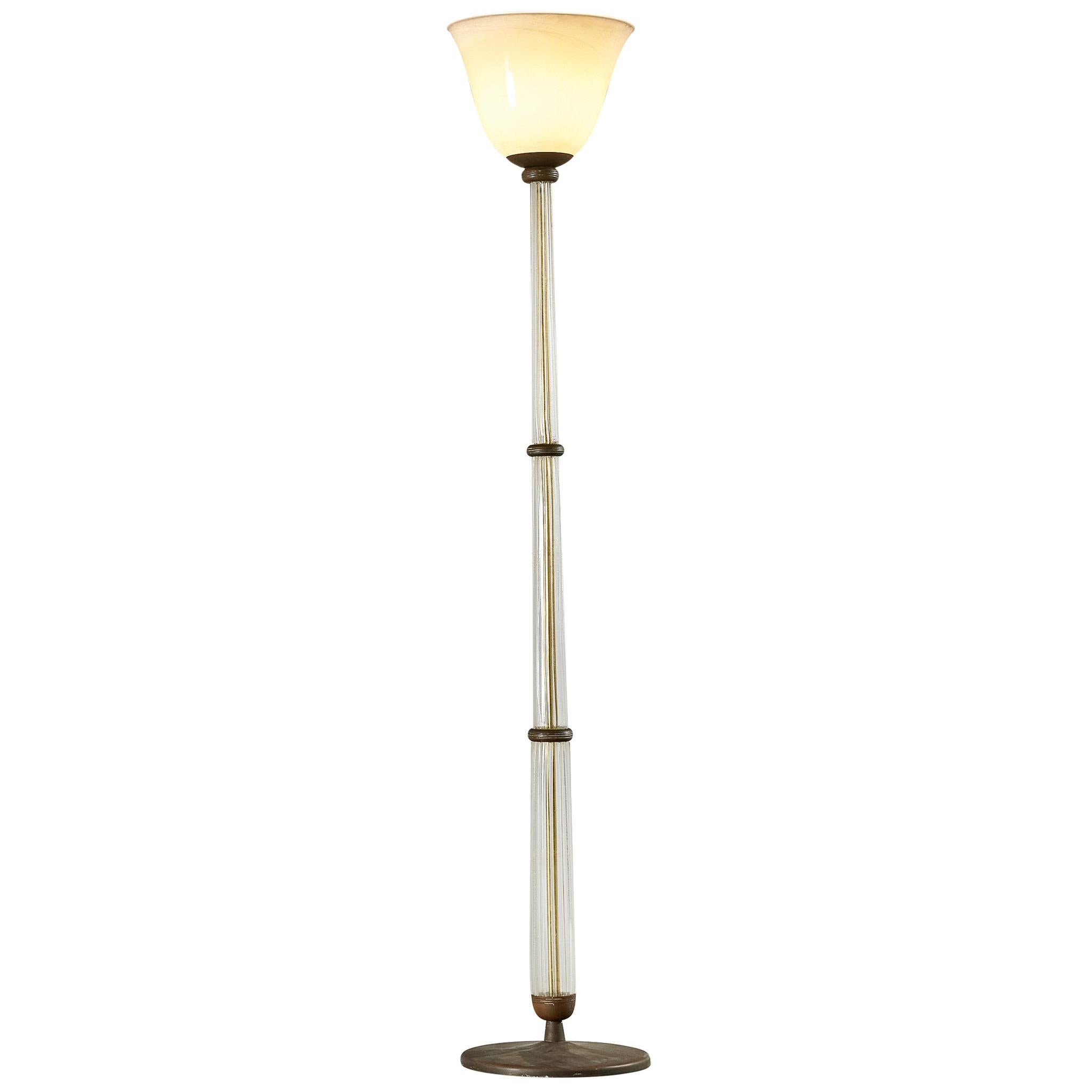 Tomaso Buzzi for Venini Floor Lamp in Alga Glass and Gold Leaf