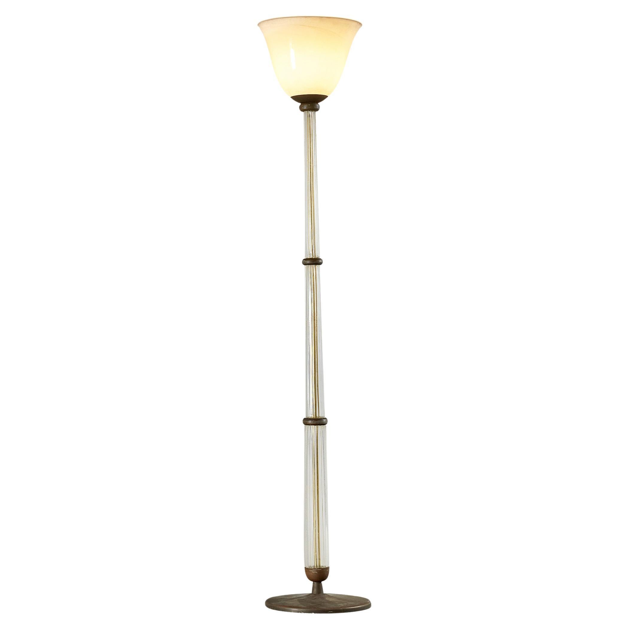 Tomaso Buzzi for Venini Floor Lamp in Glass and Gold Leaf  For Sale