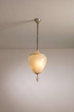 Lámpara de cristal lattimo de Tomaso Buzzi para Venini, Italia, años 30
