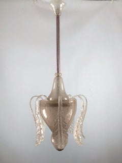 Tomaso Buzzi, Mid-Century Pink "Bullicante" Glass Chandelier by Venini