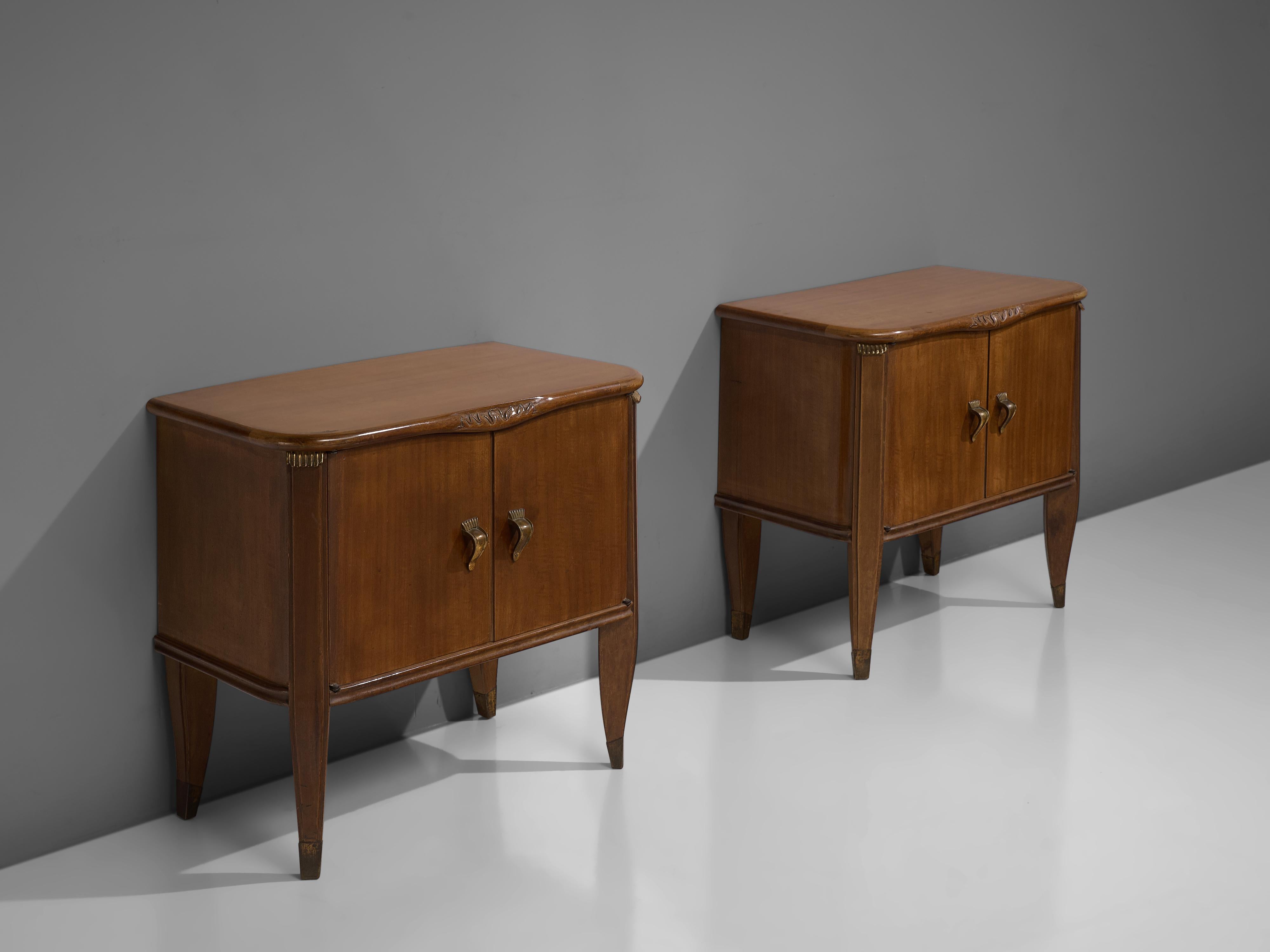 Mid-Century Modern Tomaso Buzzi Pair of Nightstands in Walnut