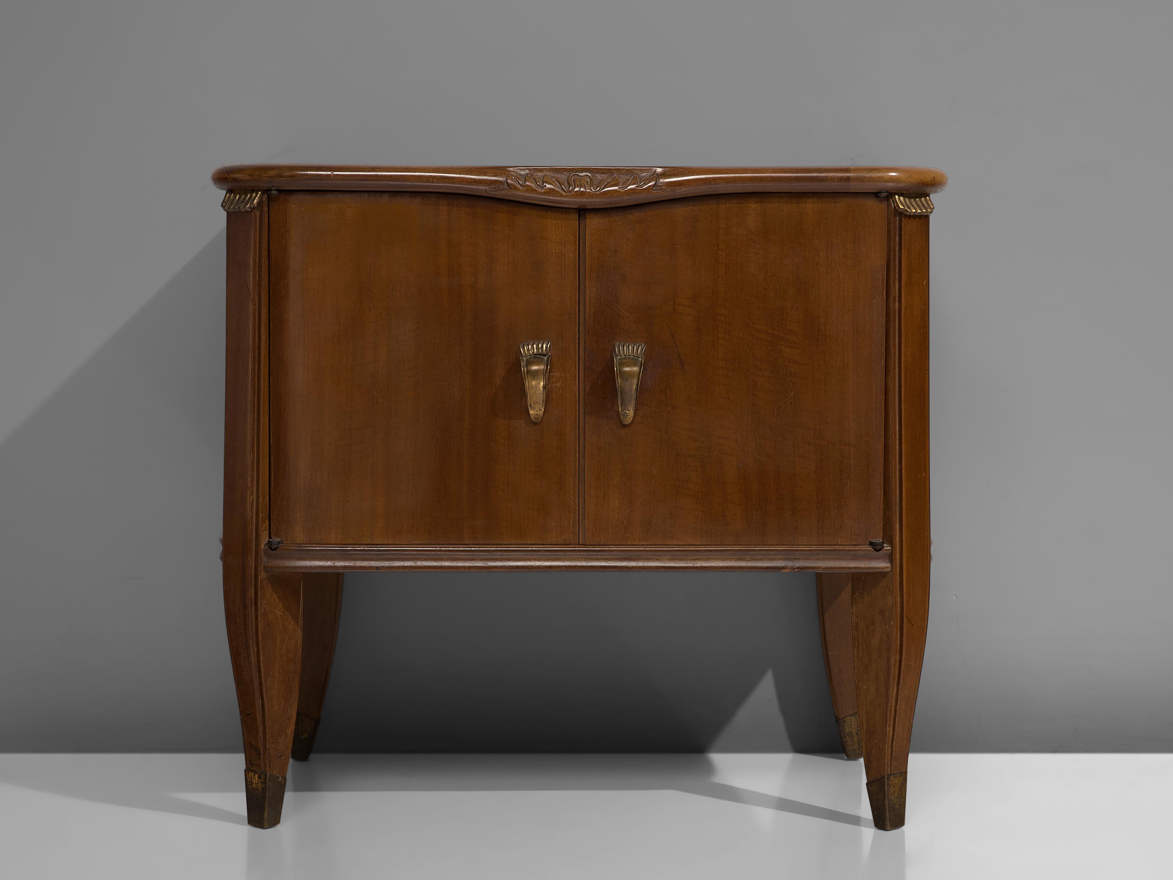 Italian Tomaso Buzzi Pair of Nightstands in Walnut