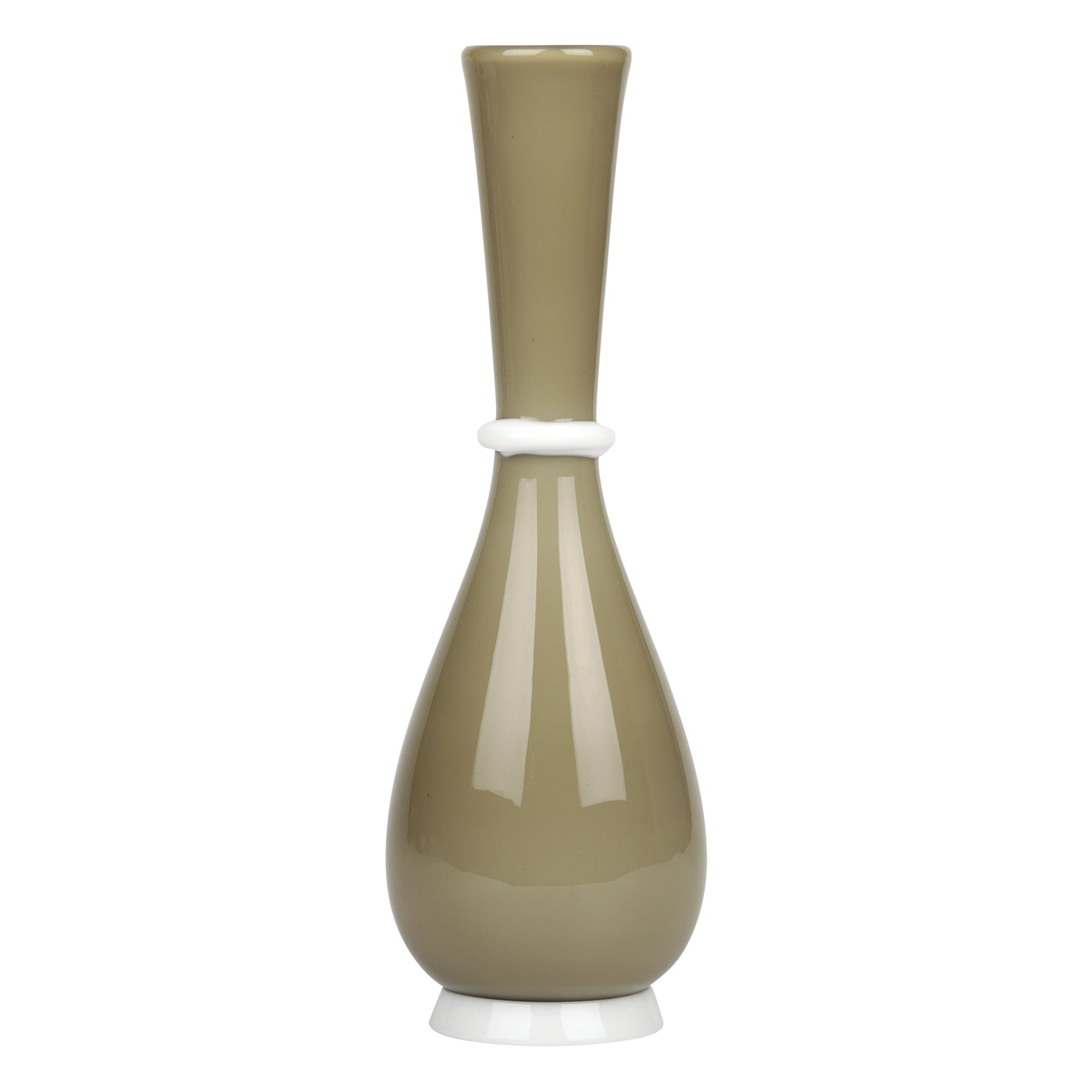 Tomaso Buzzi Venini Venezianische Vase aus Lattimo und farbigem Kunstglas im Angebot