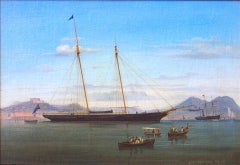 Antique British Schooner Anchored at Naples