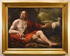 Saint John Baptist Pombioli Dipinto del XVII secolo Olio su tela Vecchio maestro Italia