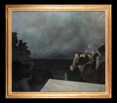 Peinture italienne contemporaine à l'huile sur toile signée et datée Paesaggio