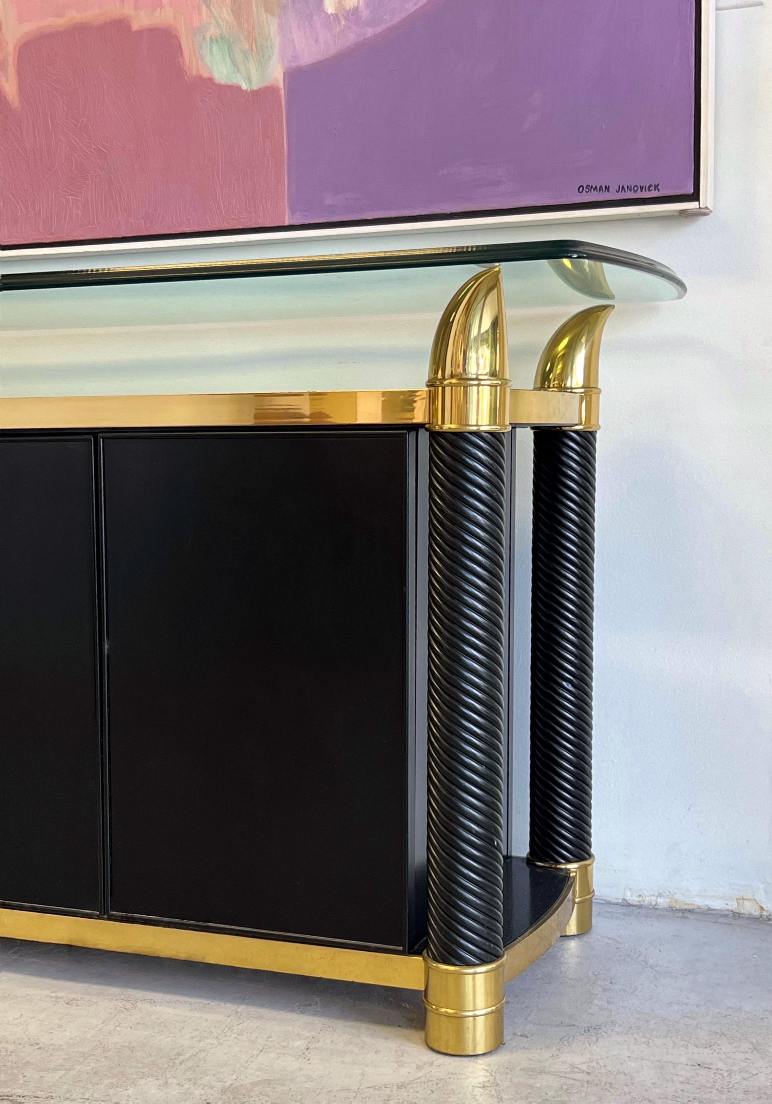 Tomasso Barbi Brass Lacquer Sideboard Cabinet In Good Condition In Miami, FL