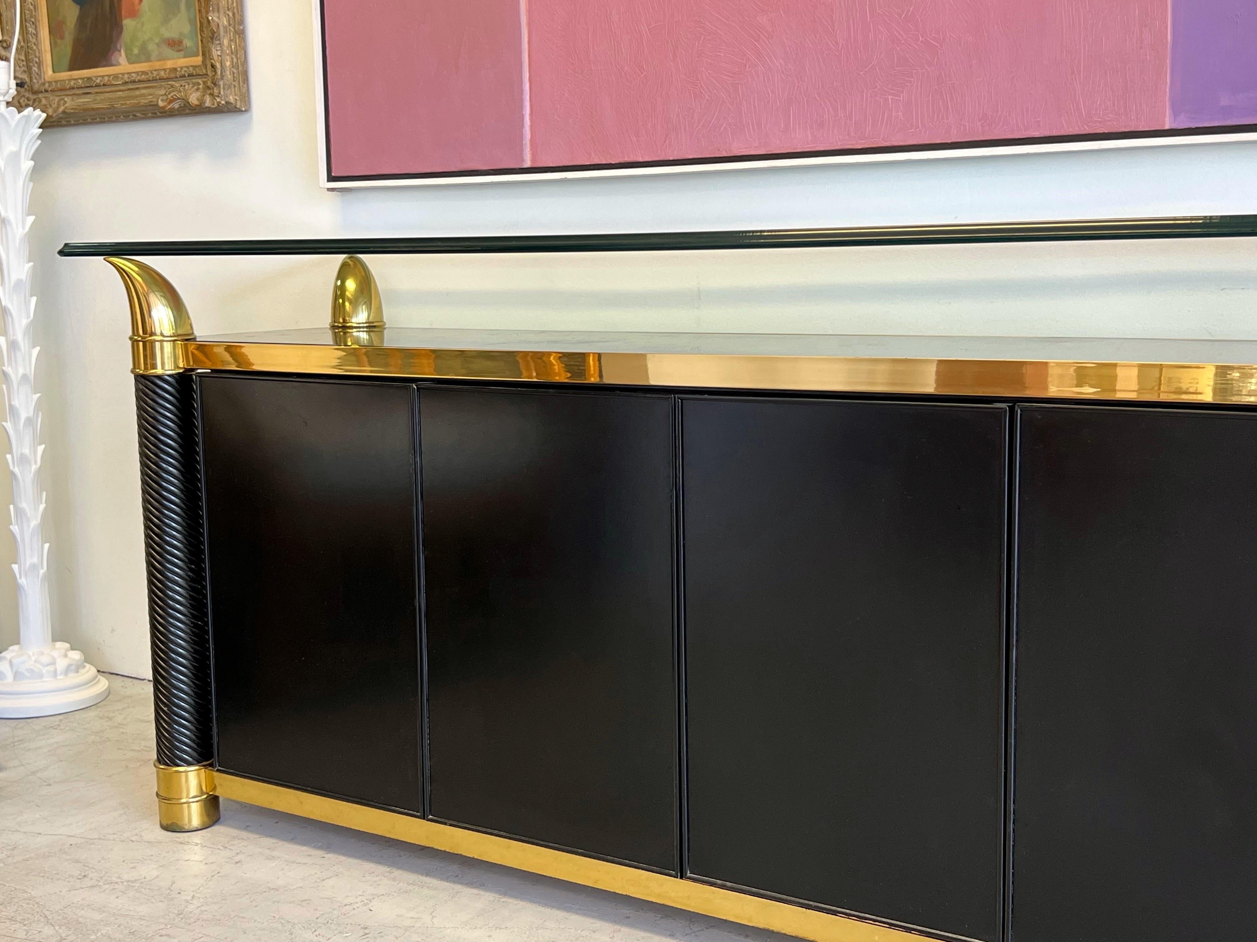 Late 20th Century Tomasso Barbi Brass Lacquer Sideboard Cabinet