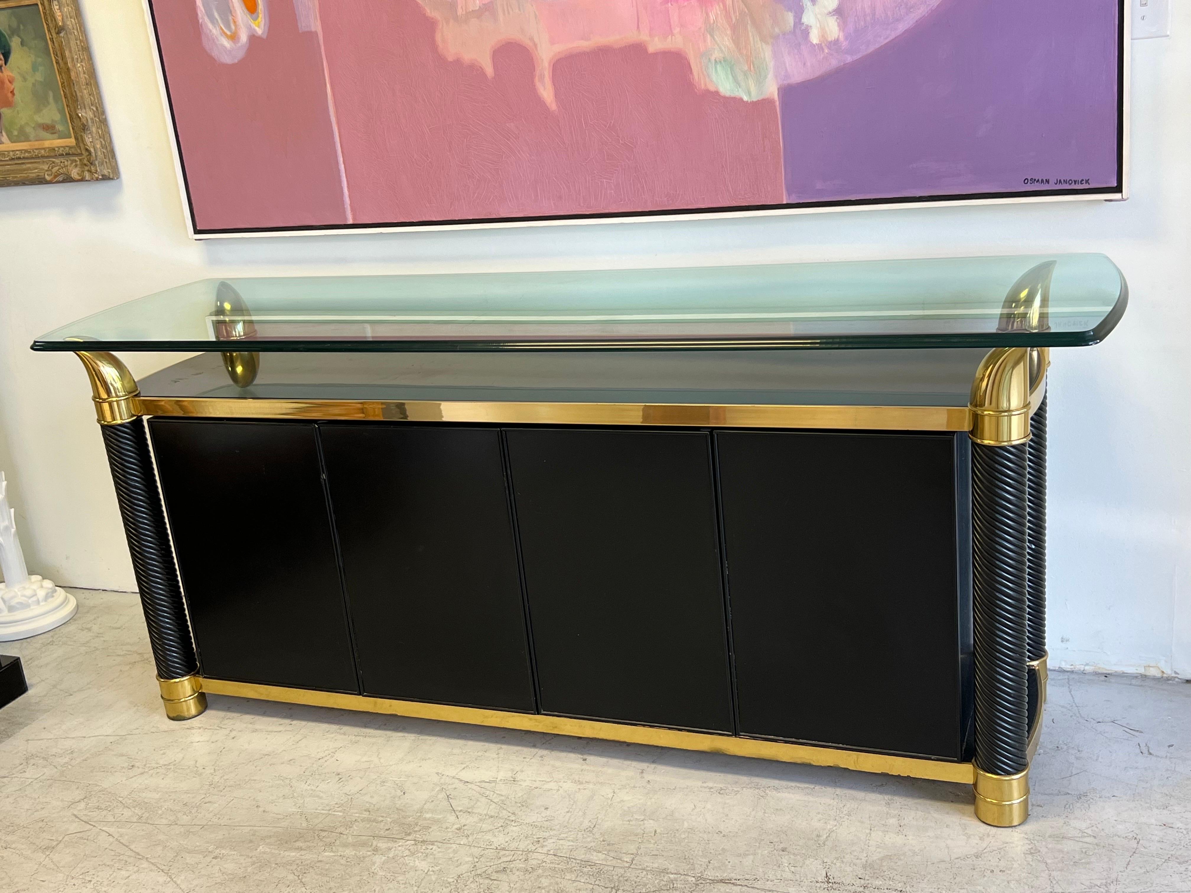 Tomasso Barbi Brass Lacquer Sideboard Cabinet 4