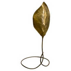 Tomasso Barbi, Patinated Brass, Ginko Leaf Floor Lamp, Italy, 1970s