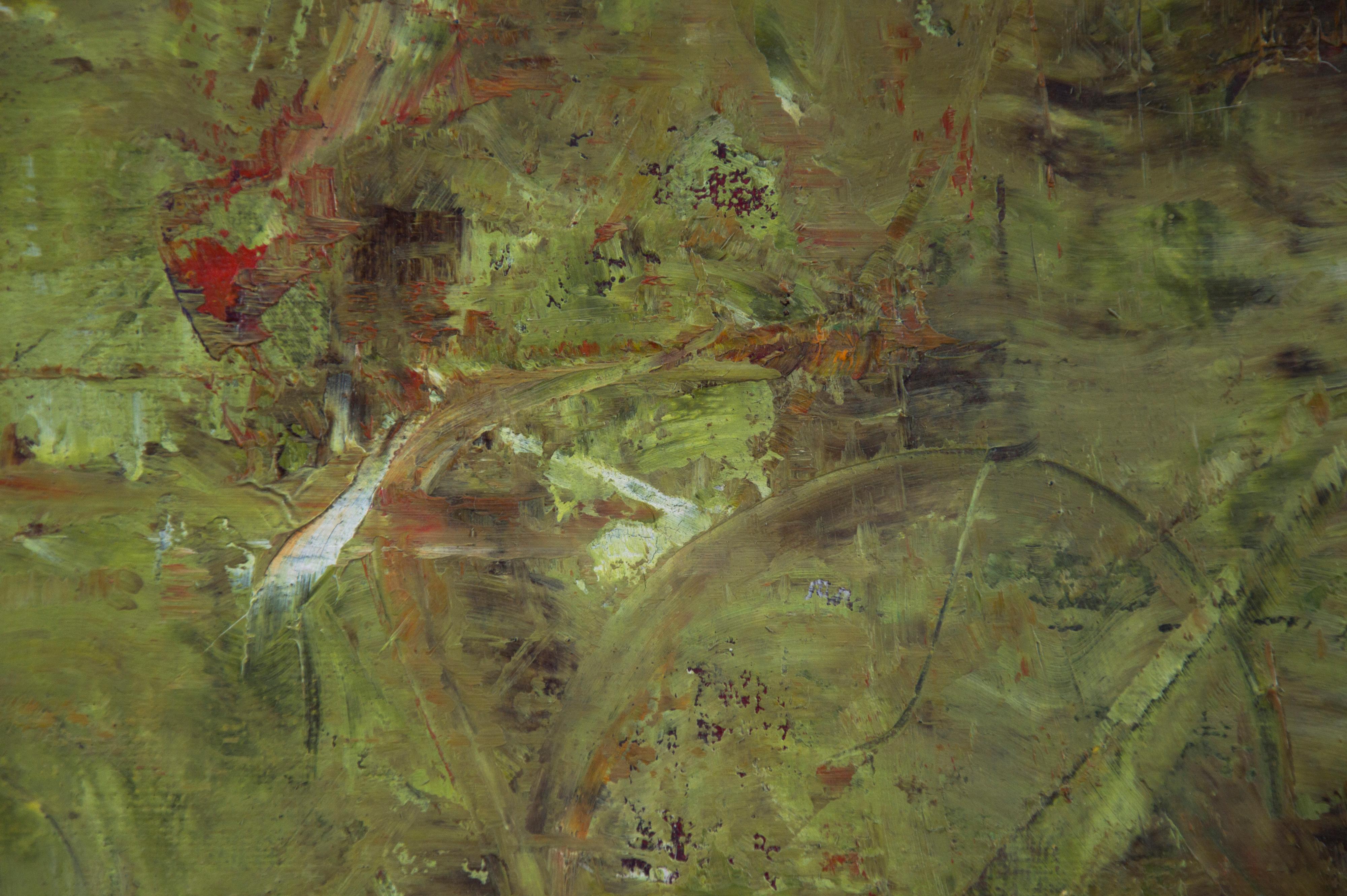 Composition rythmique 6 -  Peinture à l'huile abstraite expressionniste contemporaine - Marron Landscape Painting par Tomasz Bielak