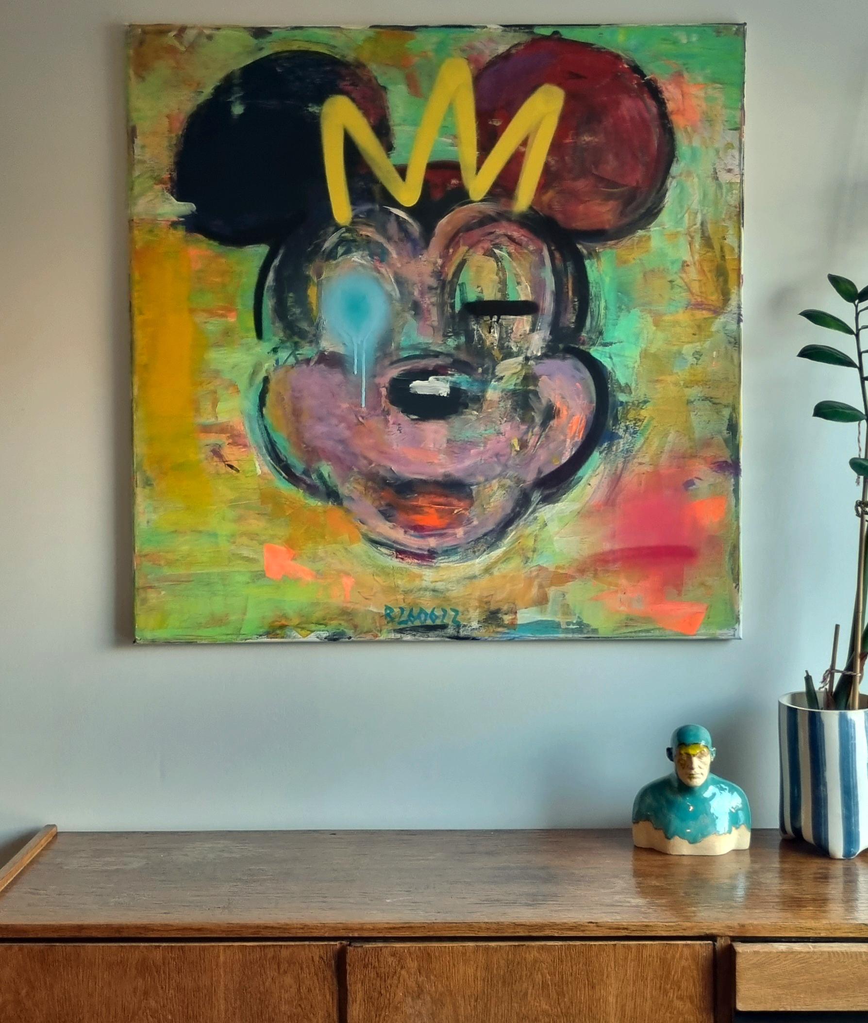 Reina MM - Pintura al óleo figurativa contemporánea, Minni Mouse, Retrato Expressiv - Painting de Tomasz Bielak